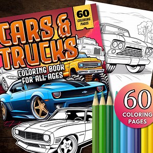 60 Cars & Trucks Coloring Book Pages, Vintage Muscle Vehicles Printable PDF, Monster Wheels Instant Download, Adult, Kids, Gift for Son - Etsy