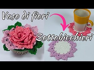 Vaso di fiori che si trasforma in sottobicchieri | Tutorial uncinetto passo passo per principianti
