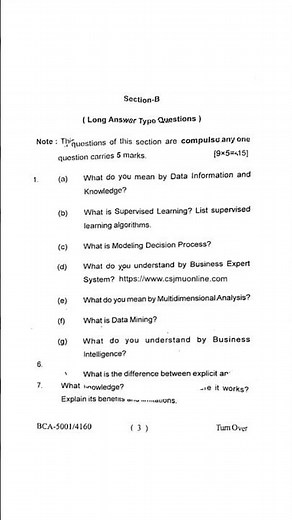 KNOWLEDGE MANAGEMENT || BCA SEM - 5 || Code - 5001 || Question Paper || 2024 -25