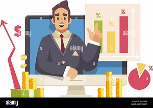 Male blogger streaming video on finance and banking cartoon vector illustration Stock Vector Image & Art - Alamy