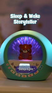 One of these would fix me 🥱😴☁️🌙✨ Sleep & Wake Storyteller is a combination storyteller AND sleep trainer that helps promote healthy sleep habits. Program the clock with play, sleep and wake-up times and the color-changing mood lights and patterns will show when kids should be sleeping or awake. Place the bear, bird and koala figurines on the story stage to hear them play a unique selection of stories, songs, lullabies and more. Caregivers can also read aloud and record up to 10 minutes of a c