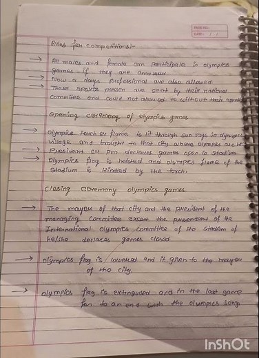 Class 11 physical education chapter 2 Olympic Value Education (notes) 📝📝