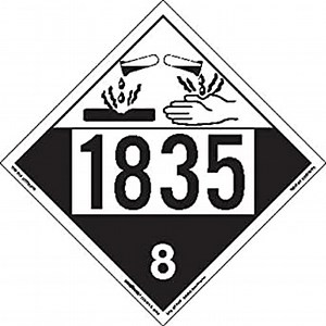 Labelmaster ZEZ41835 UN 1835 Corrosive Hazmat Placard, E-Z Removable Vinyl (Pack of 25)