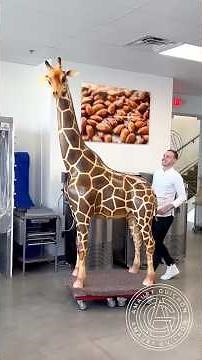Chocolate Giraffe! 🦒 This 8.3ft tall 100% chocolate sculpture is my biggest creation yet!