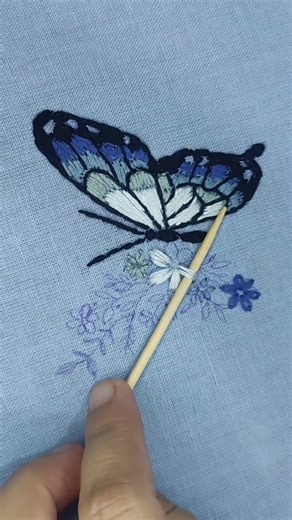 Beautiful Butterfly Embroidery Design | Hand Embroidery Tutorial for Beginners#embroidery #shorts