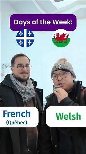Days of the Week in Welsh 🏴󠁧󠁢󠁷󠁬󠁳󠁿 and French (Québec) ⚜️