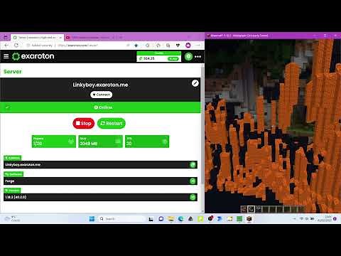 Preview of the options on exaroton minecraft server with modded tnt test (1.18.2)