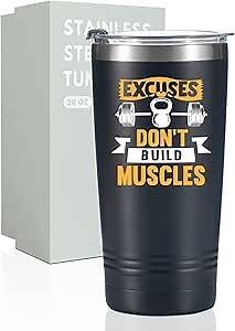 Onebttl Cool Gym Workout Gifts for Men, Guys, Lovers, Personal Trainer, 20oz Stainless Steel Tumbler with Lid Straw for Christmas, Birthday - Muscles Multicolor