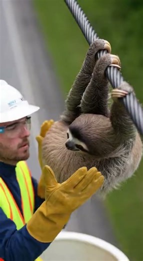 Sloth Stuck on Power Line — Saved Just in Time!