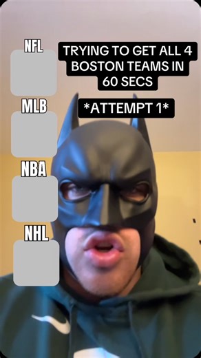 Inside The BatCave on Instagram: "TRYING TO GET ALL 4 BOSTON TEAMS IN 60 SECS #nfl#football#superbowl#mlb#baseball#worldseries#nba#nbaplayoffs#nbafinals#basketball#nhl#hockey#stanleycup#fournations#sports#batman#boston#patriots#redsox#celtics#bruins#explorepage#explore#reels"