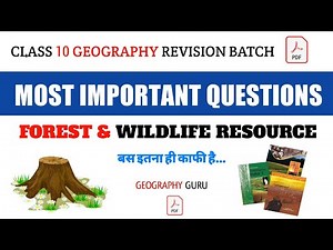 Class 10 Geography Ch. 2 Forest & Wildlife Resource Most Important Questions mcq #class10sst #cbse