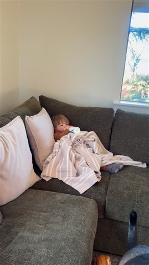 Everything rosey - he’s comfy and cozy!!! Post ride drink and then it’s nap time 😴 | The Grounded Granny