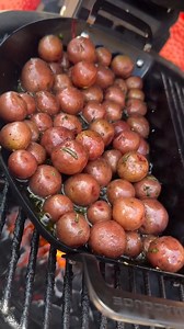 Quick and easy baby red potatoes by @embersonlybbq 😋 Doused in EVOO, fresh rosemary and sage, cooked at 350-400 for 25-30 minutes. The perfect side dish! | Kamado Joe