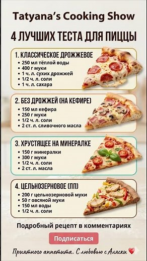 🍕ИДЕАЛЬНОЕ ТЕСТО ДЛЯ ПИЦЦЫ: ТОП-4 лучших Рецепта — от Итальянской классики до Быстрого на Кефире🍕