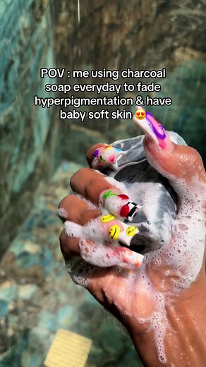 Skin so clear & smooth 😍 ( link in bio ) #fyp #pov #skincare #turmericskincare #charcoalsoap #skincaretiktok #fypシ