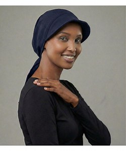 Navy Blue Turban Bonnet for Women, Hijab Bonnet Chemo Headwear, Pleated Modest Head Scarf With Adjustable Straps, Plise-sapka-laci - Etsy Canada