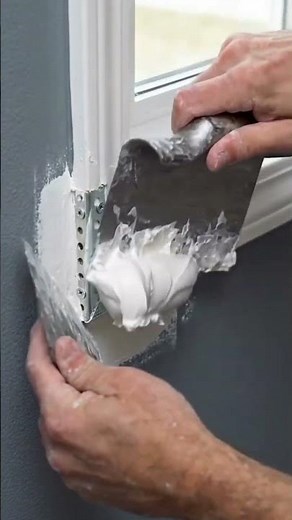 Repairing a water-damaged window sill drywall corner step-by-step#viralvideo #woodworking #tools
