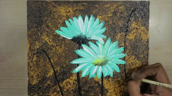 How to paint Abstract Acrylic Flowers Painting/ Easy Aluminum foil Painting Technique