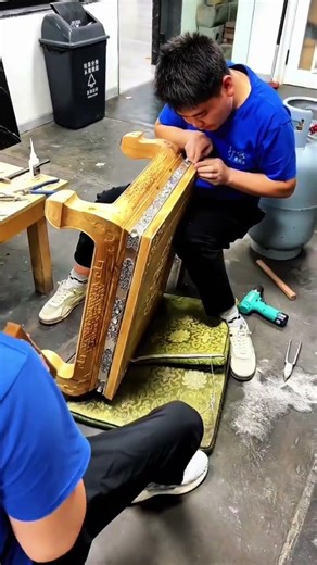 Ancient Craft: Handmade Silver-Inlaid Wooden Table Unveiled