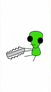 video of young green martian playing with pvc pipes