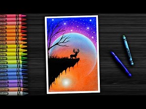 Amazing Sun and Moon Painting using Wax Crayons | step by step #251