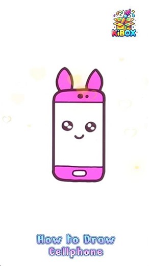 How to Draw a Pink Phone with Cute Cat Ears 💗🐱 | Easy Kawaii Cellphone Drawing
