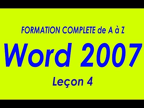 WORD 2007 FORMATION COMPLETE DE A à Z Leçon 4
