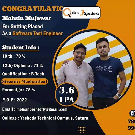 Test Engineer | Successful Placement of QSpiders student | Review