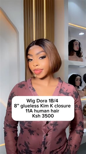 REMY WIGS  on Instagram: "Y’all loved our black wig Dora wig , good news girlies , we now have it in 1B/4 . Worn glueless(2by6 lace closure) Can be flatironed , curled Can be dyed, coloured Visit us at Hison Plaza 2nd floor room 201 , Biashara Street to feel texture and shop . You can also order online via IG or whatsapp numbers in bio. We open from Monday -Saturday 9:00 am -7:00 pm."