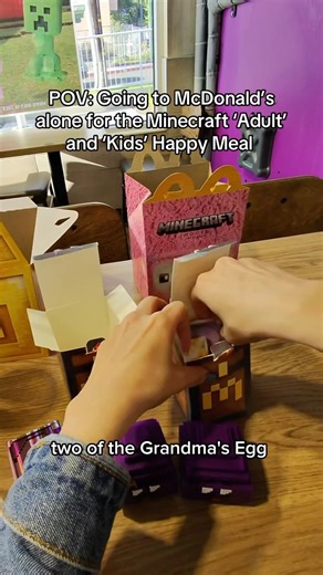 L O N E on Instagram: "I told myself I wouldn’t go back to McDonald’s for their Minecraft Adult Happy Meal… but I want to collect them all!! Even if it costs me $14. This time, I also got the Kids Happy Meal. Let me know what you get! #mcdonaldsminecraft #happymeal #adulthappymeal #minecraft #bigmac #chickennuggets #foodtiktok #vlog #pov #solo #adayinmylife #fypシ @mcdonalds @minecraft"