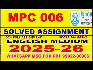 MPC 006 solved assignment 2025-26 in English || mpc 006 solved assignment 2026 || mpc6 2025-26