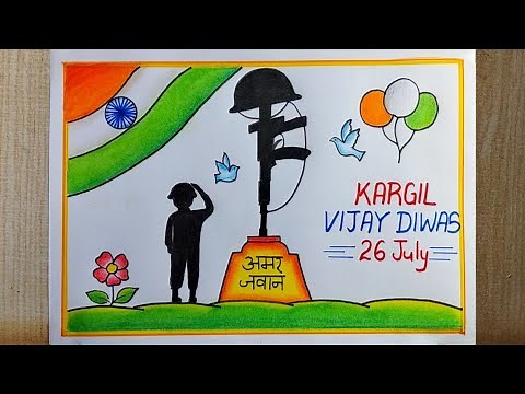 Kargil Vijay Diwas drawing easy| Kargil Vijay Diwas Poster drawing| Kargil Day drawing| Independence