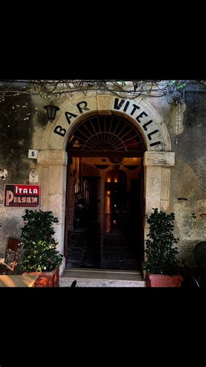 Bar Vitelli in Savoca, Sicily, is famous for its role in The Godfather (1972). In the film, Michael Corleone met Apollonia’s father here to ask for her hand in marriage. Today, the bar still shows photos and memories from the movie, attracting visitors from around the world. | The Classic Movie Quotes
