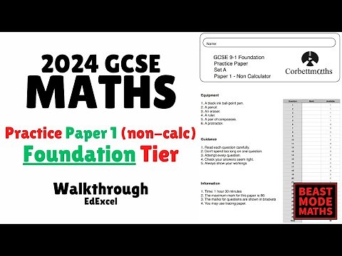2024 GCSE Maths - Practice Paper 1 Foundation Edexcel Exam (Non-calculator) - Walkthrough