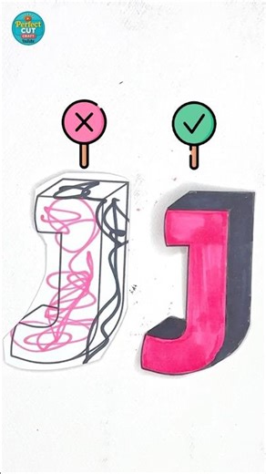 Perfect Shadow J Cut! Bold Strokes, Sharp Edges #shorts #artandcraft #diycrafts