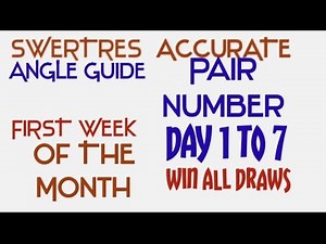 SWERTRES BEST ANGLE CALENDAR GUIDE | ACCURATE PAIRING NUMBER | DAY 1 TO 7 OF THE MONTH