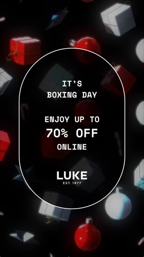 Happy Boxing Day everyone! 🥊 The treats aren’t over yet, enjoy up to 70% off online🙌 You deserve it! 🎁 | LUKE 1977