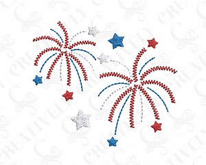 4th of July Fireworks Embroidery File Download, 6 Sizes, Patriotic Fireworks Machine Embroidery Design, Independence Day Embroidery - Etsy