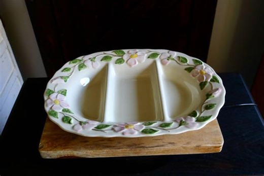 Vintage Franciscan Desert Rose Divided Platter, Retro Kitchenalia, Floral Serving Plate With Pink Flowers Vines & Leaves, Cottagecore Charm - Etsy