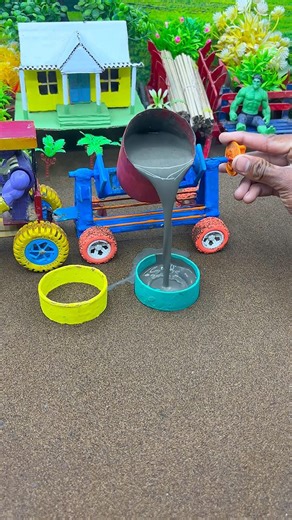 😱 Amazing Mini Tractor Making Cement Pillar | DIY Real Working Construction Machine 🚜 #shorts