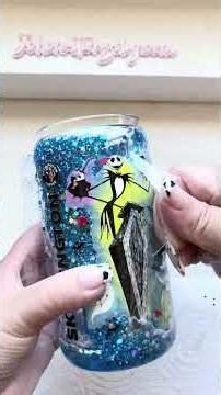 Nightmare before Christmas snow globe tumbler 🖤 #satisfying #asmr #snowglobetumbler