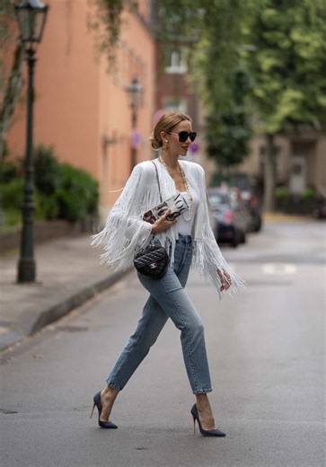 Denim Fringe Outfit with Parisian Vibe