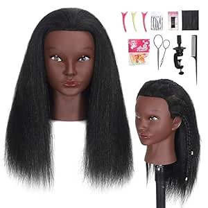 Mannequin Head Human Hair with 100% Real Hair Cosmetology Mannequin Doll Head for Hairdresser Practice Braiding Hairstyling with Free Table Clamp Stand (16 Inch)