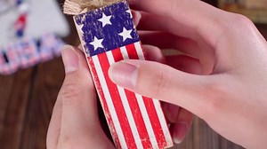 Redbaker 3 Pcs Patriotic Decorations 4th of July Tiered Tray Decor Red White Blue Table Block and Centerpiece Rustic Farmhouse Wood Firework Sign for Memorial Day Decorations Home Tabletop Shelf Decor