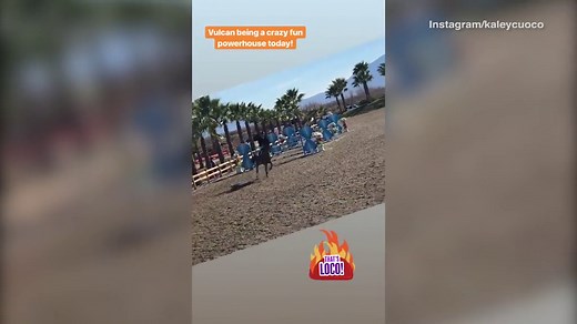 Horsing Around! Kaley Cuoco rides her horse over hurdles