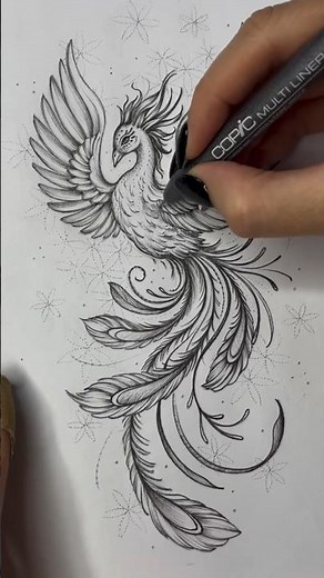 Custom Fine Line Female Phoenix Tattoo Design 🪶 | Detailed Mythical Art