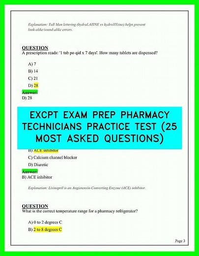 EXCPT Exam Prep Pharmacy Technician Practice Test: 25 Most Asked Questions (Latest 2026 Review) AI