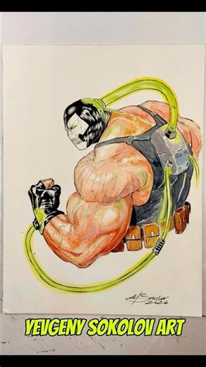 Absolute BANE, daily watercolor sketch. #bane #dccomics #inking #watercolor #timelapse