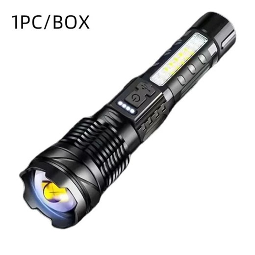 New Outdoor High Power LED Flashlight Tactical COB Side Light Variable Zoom Flashlight USB Rechargeable Waterproof Flashlight | Lazada PH
