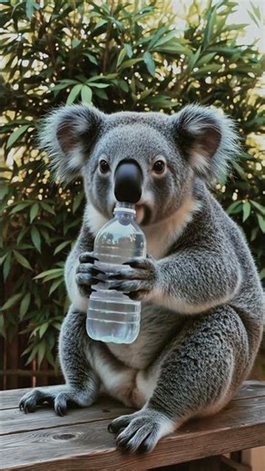 🐨 Thirsty Koala is Trying to Drink from a Bottle 💧